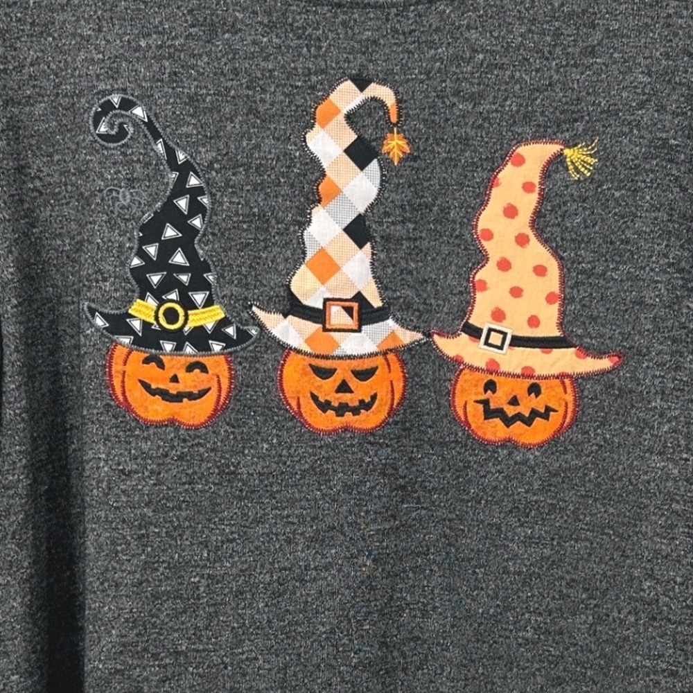 Clover + Pine Halloween Pumpkin‎ Witch Hat Tunic Top Charcoal Gray XXL Womens - Picture 3 of 7
